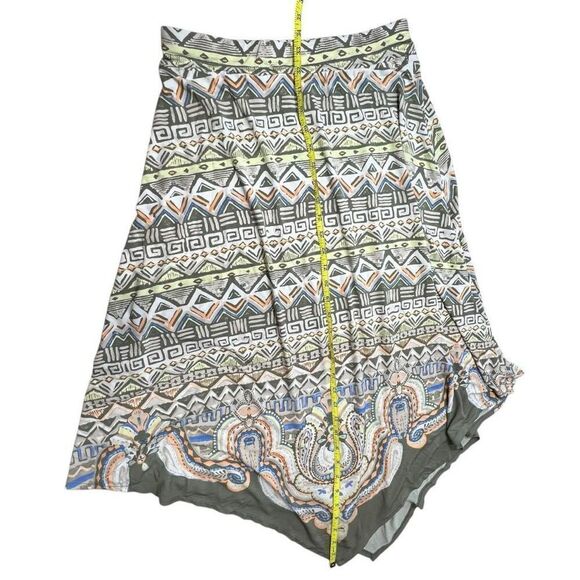 Chico's Women's Sz 0 Aztec Elastic Waistband Asymmetrical long Skirt Multicolor - Picture 3 of 7